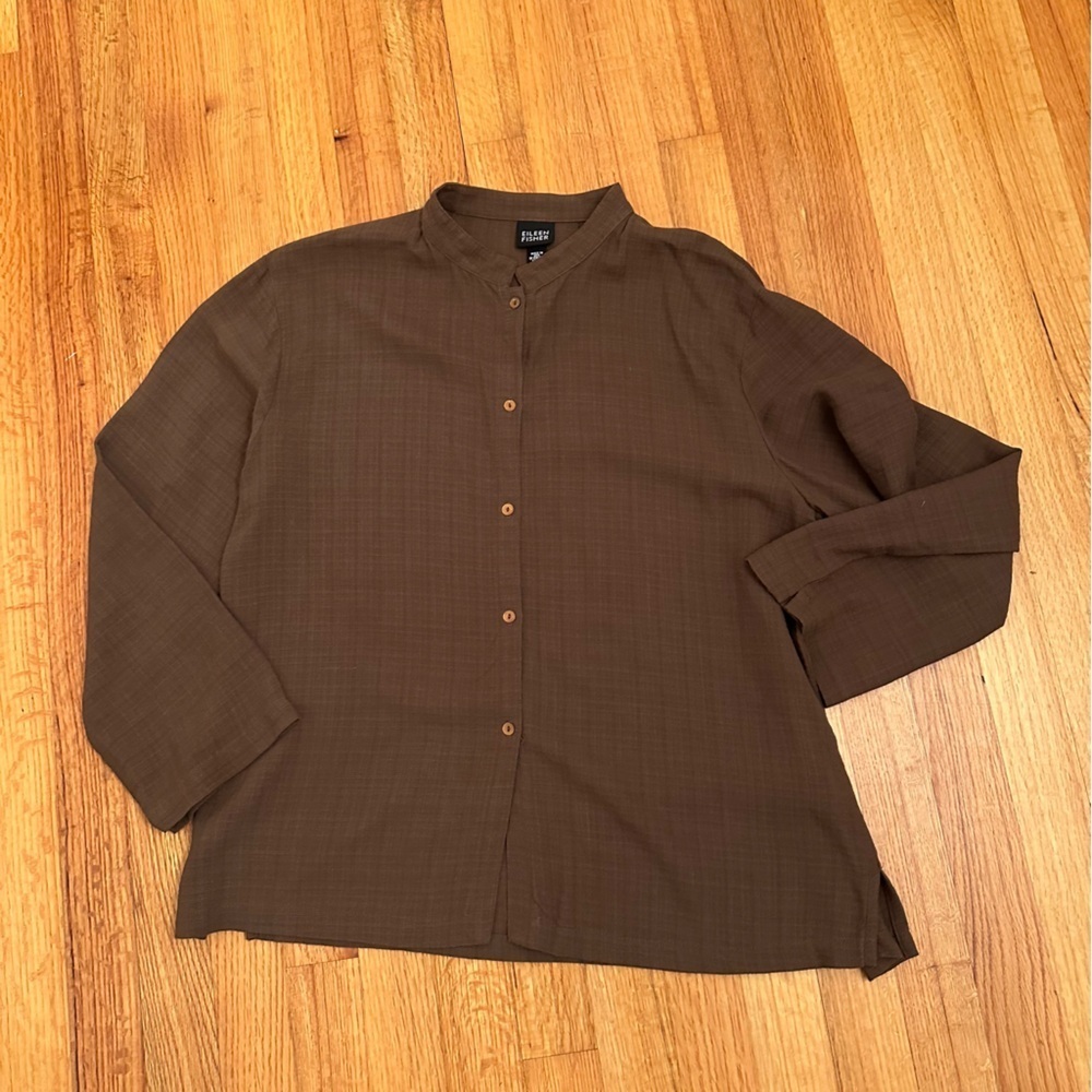 EILEEN FISHER Brown Viscose  Button Top Size S (t)